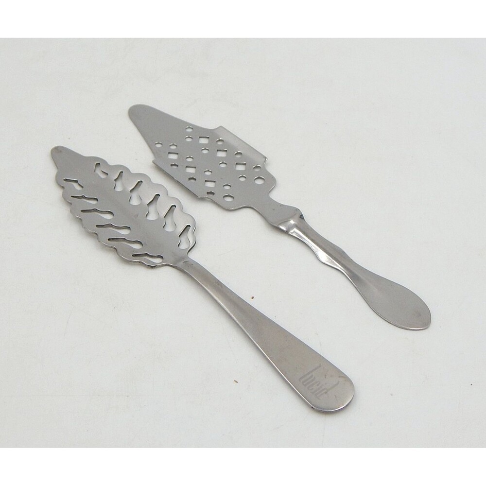 Absinthe Lucid Roger Orfevre Cocktail Sugar Silver Spoons Strainers BarWare S/2